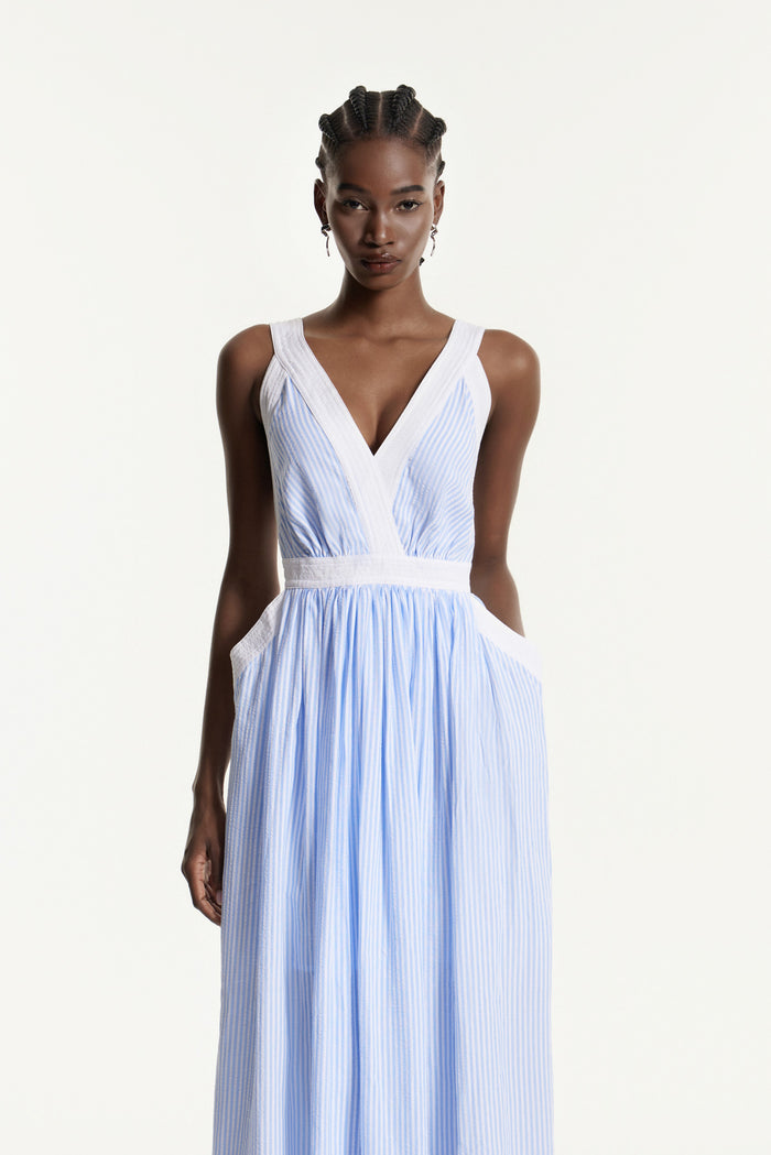 Edmundas V Neck Stripe Maxi Dress