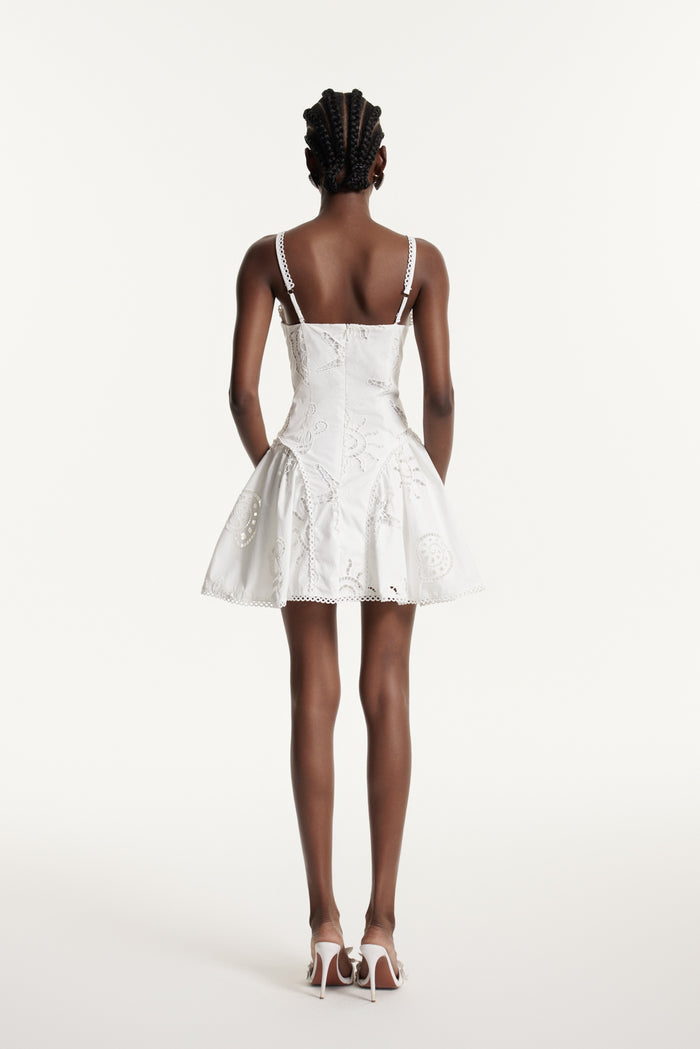 Edom Spaghetti Embroidered Mini Dress