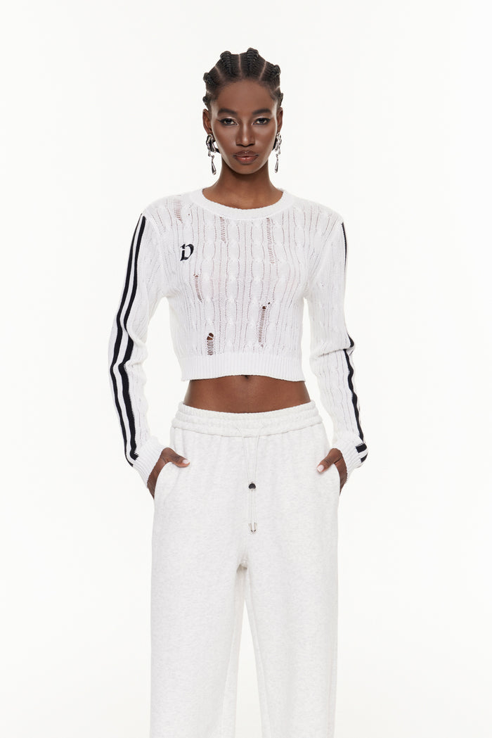Efthimios Stripe Crop Knit Top