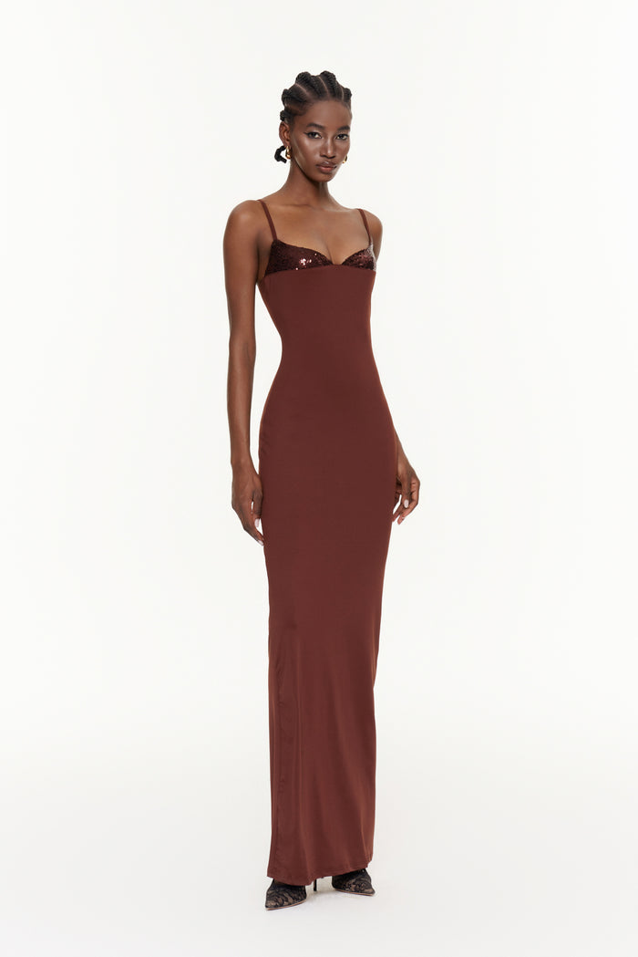 Egon Spaghetti Sequin Maxi Dress