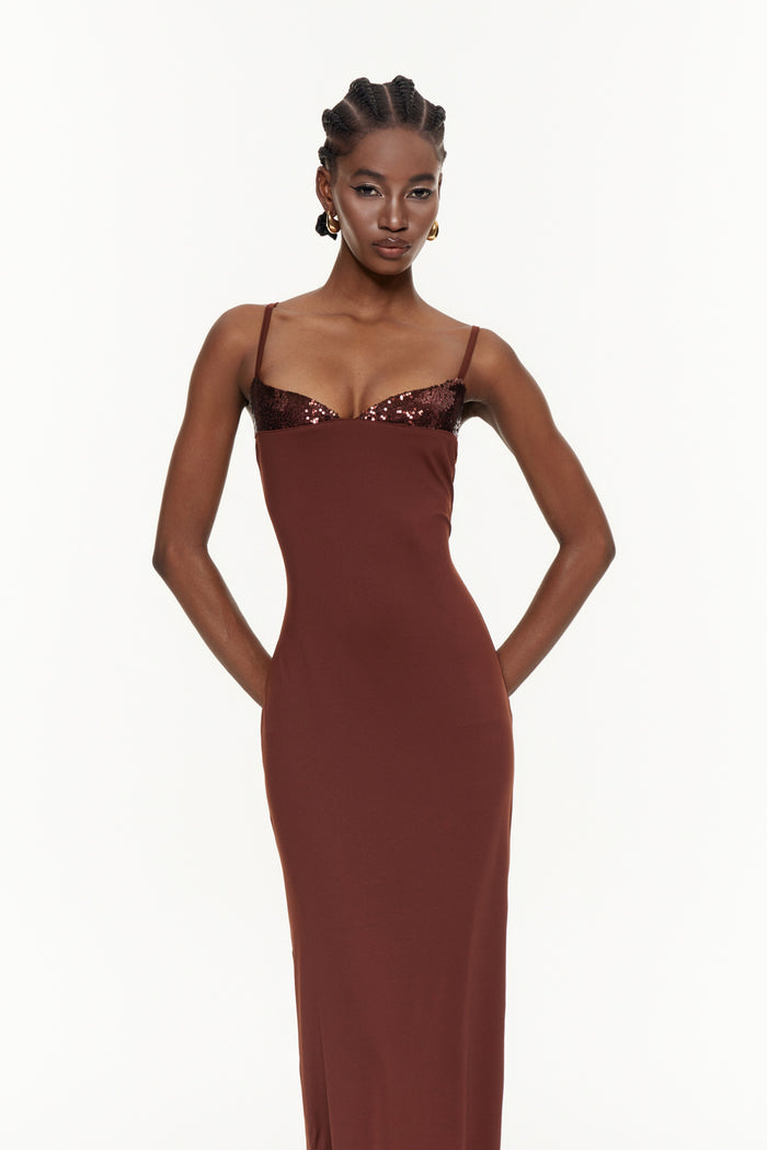 Egon Spaghetti Sequin Maxi Dress