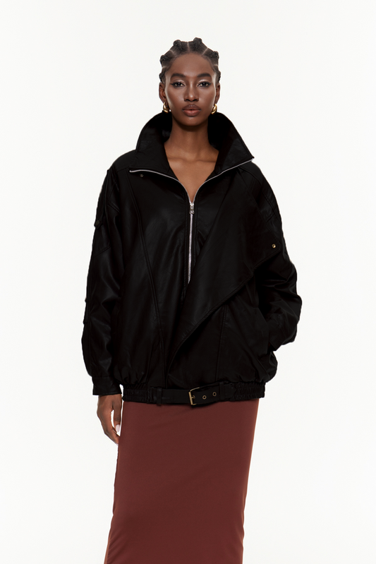 Egor Deconstruct Leather Jacket In Black
