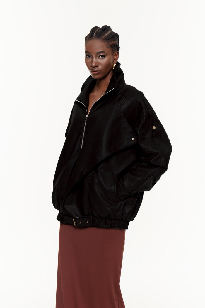 Egor Deconstruct Leather Jacket In Black