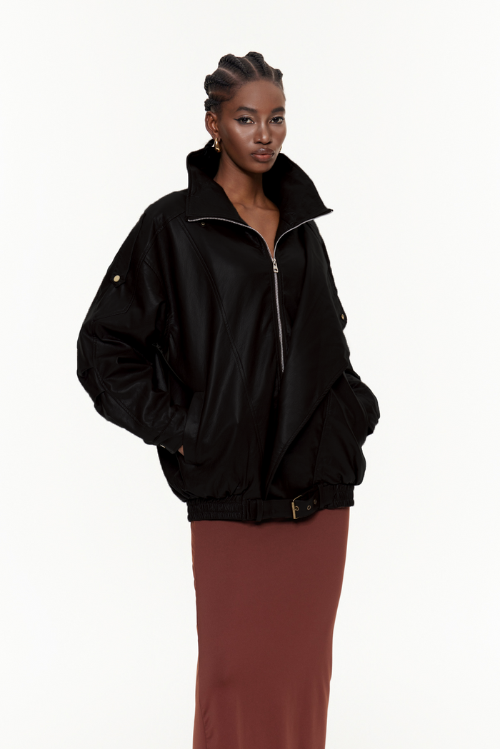 Egor Deconstruct Leather Jacket In Black