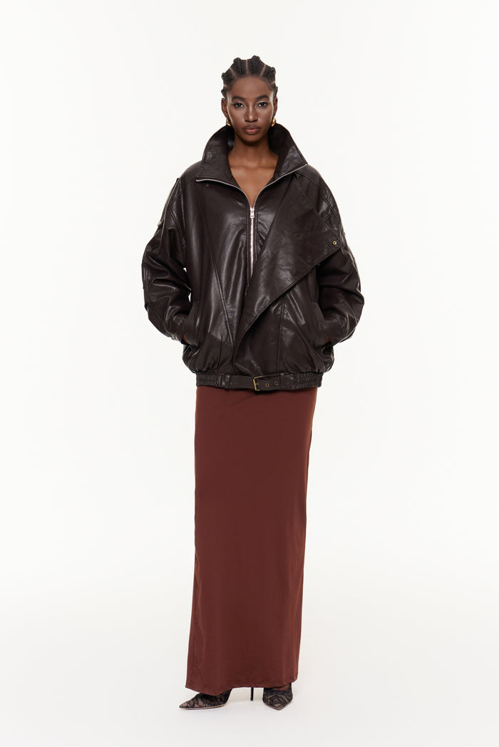 Egor Deconstruct Leather Jacket In Brown