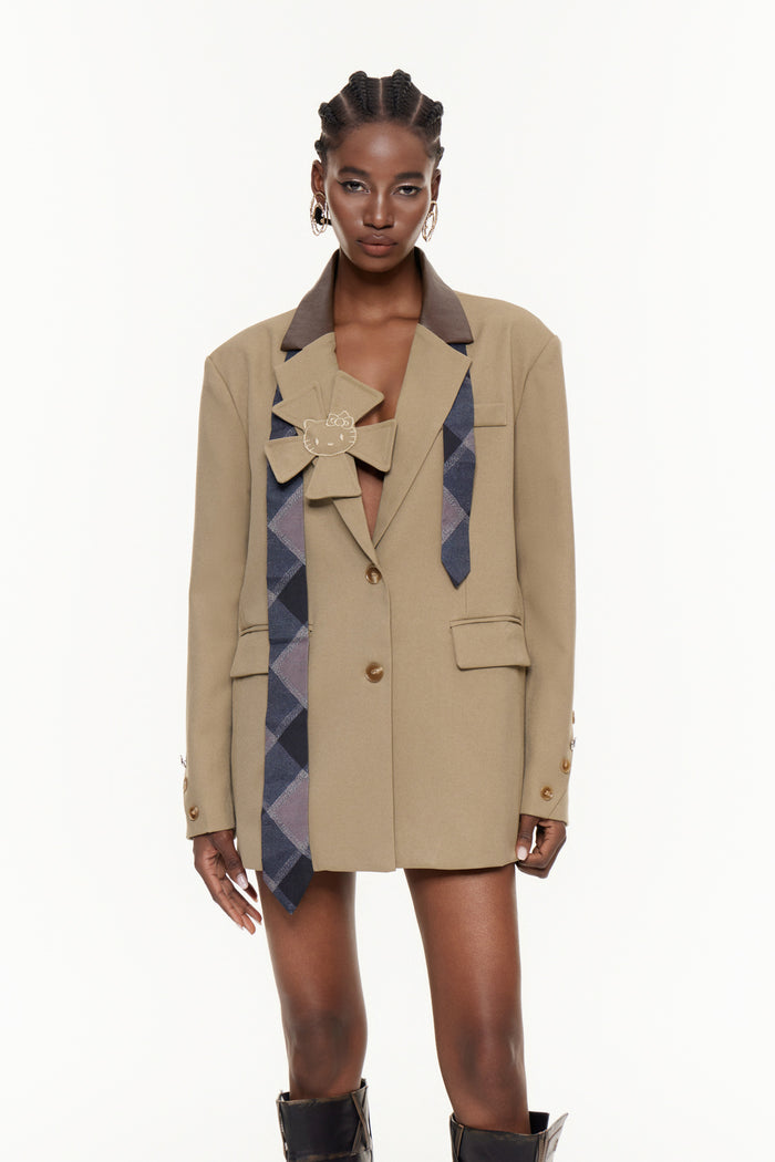 Egzon Lapel Flower Asymmetric Blazer