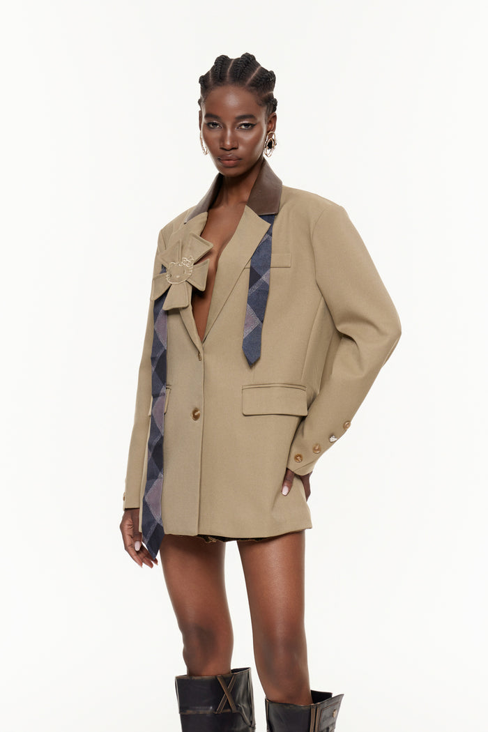 Egzon Lapel Flower Asymmetric Blazer