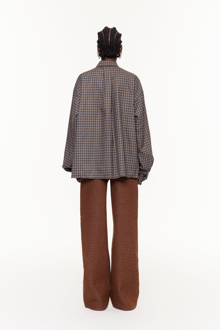 Eha Plunge Grid Flower Shirt