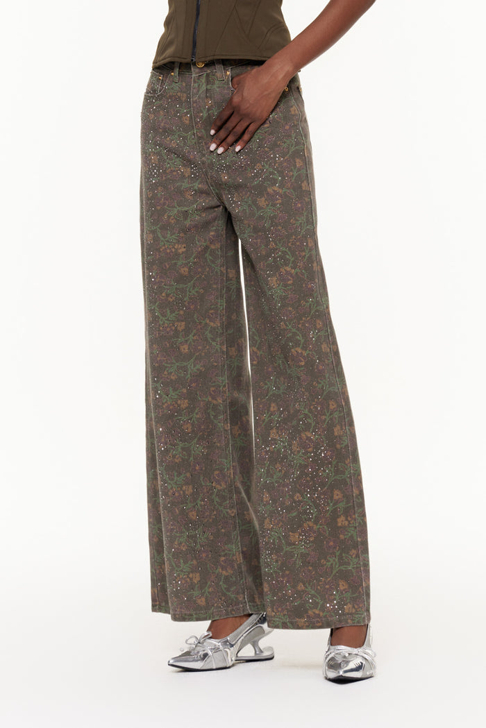 Ehecatl Floral Rhinestone Jeans
