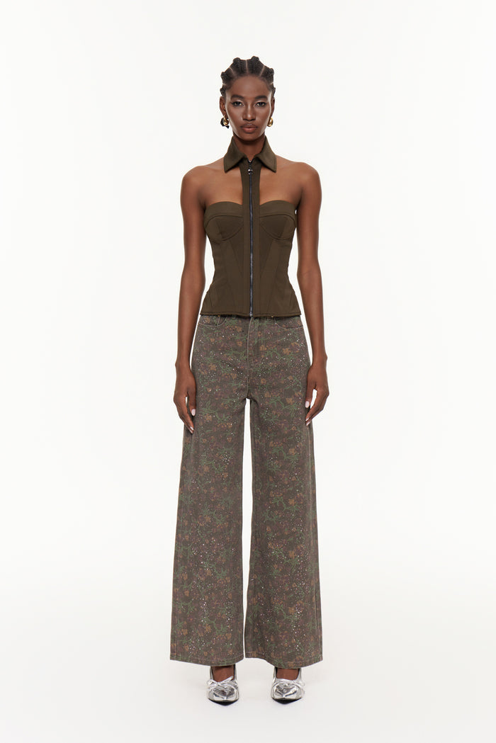 Ehecatl Floral Rhinestone Jeans