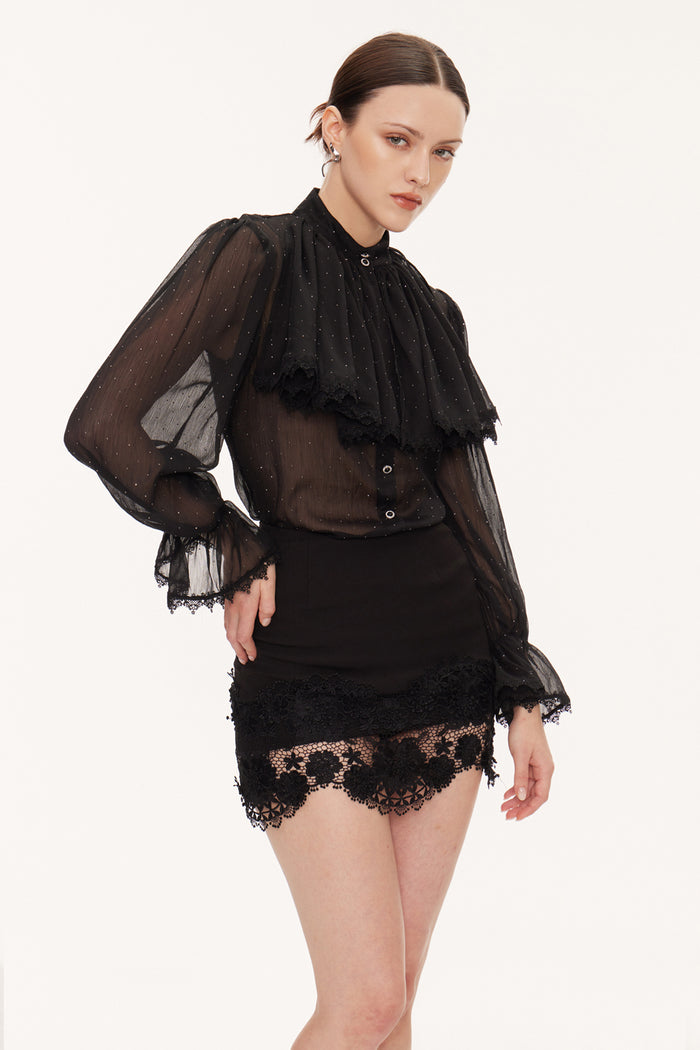 Eilish Rhinestone Floral Skirt Set