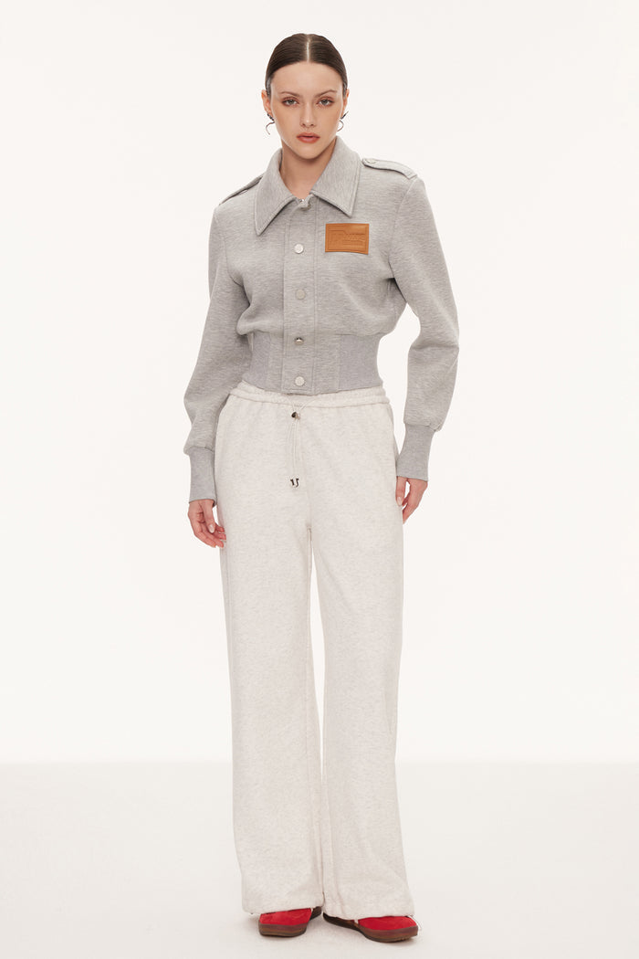 Eimear Lapel Crop Jacket In Grey