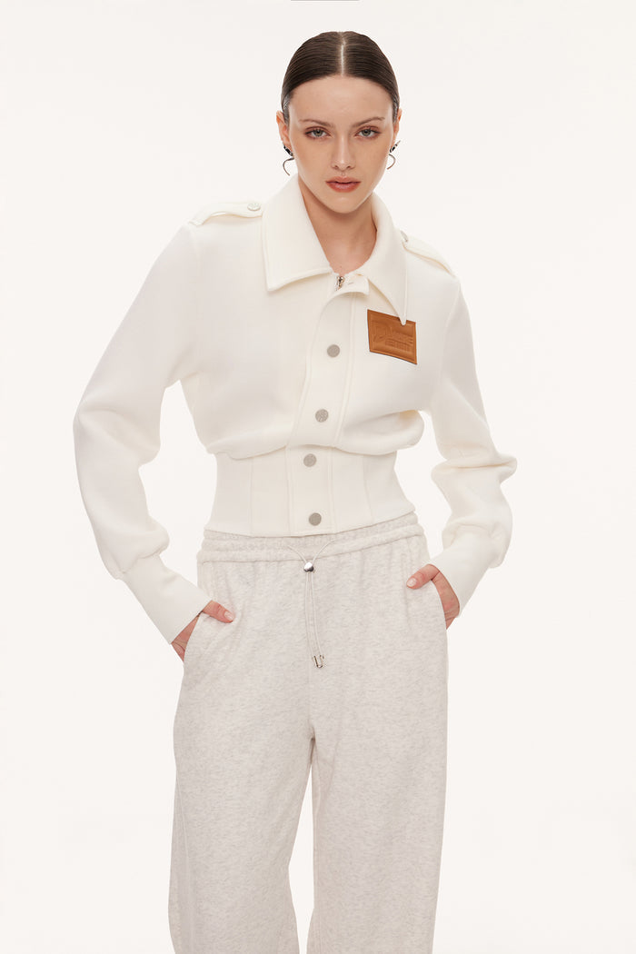 Eimear Lapel Crop Jacket In White
