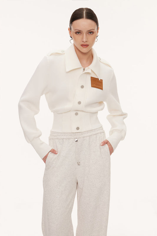 Eimear Lapel Crop Jacket In White