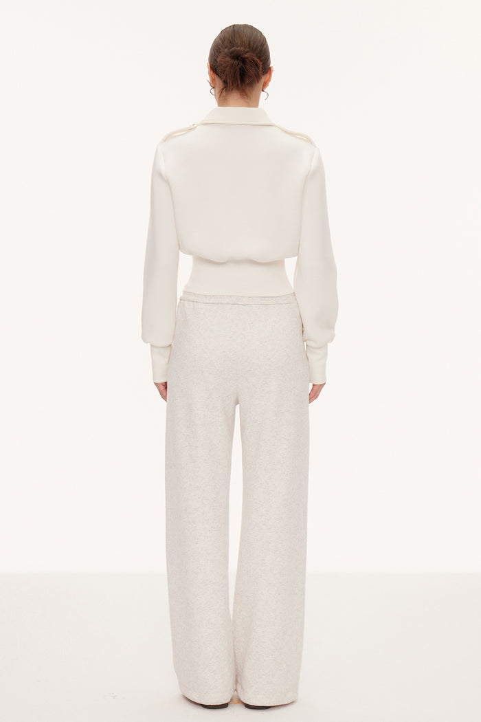 Eimear Lapel Crop Jacket In White