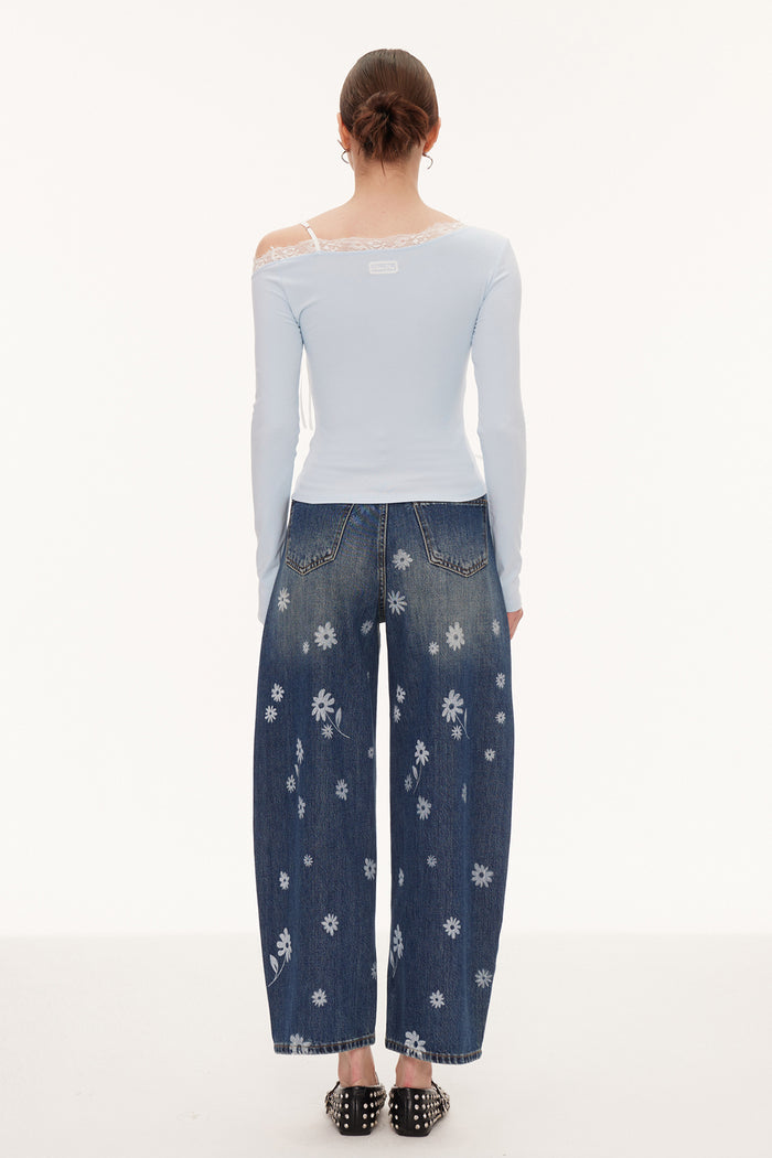 Eini One Shoulder Lace Top In Blue