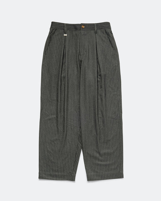 Elastic Waist Baggy Pant - Grey Pinstripe