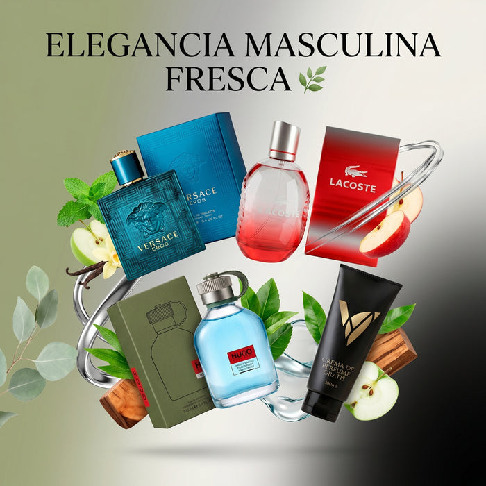 Elegancia Fresca: Hugo Man + Lacoste Red + Eros Versace