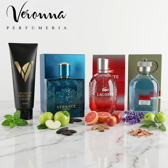 Elegancia Fresca: Hugo Man + Lacoste Red + Eros Versace