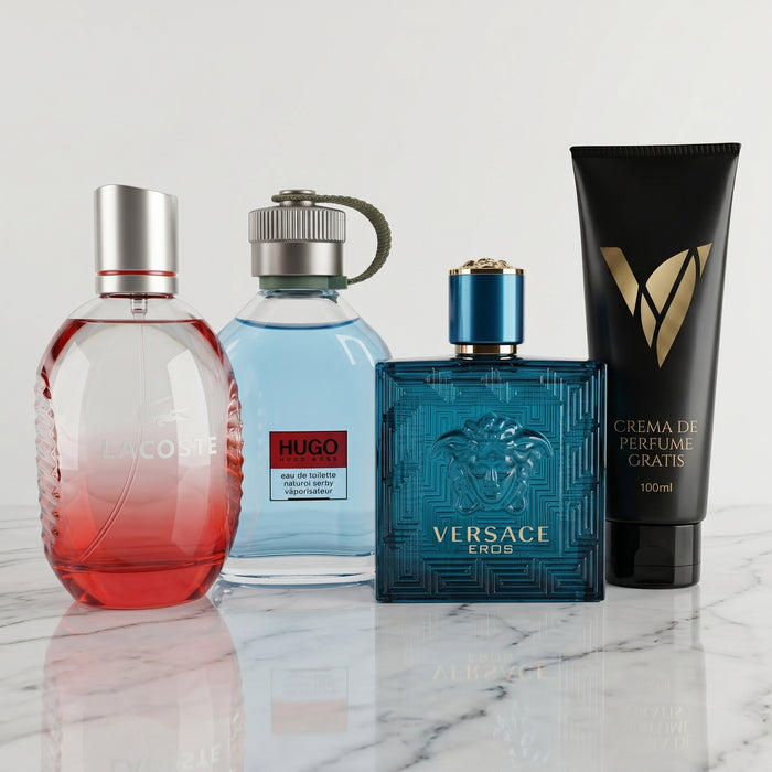 Elegancia Fresca: Hugo Man + Lacoste Red + Eros Versace