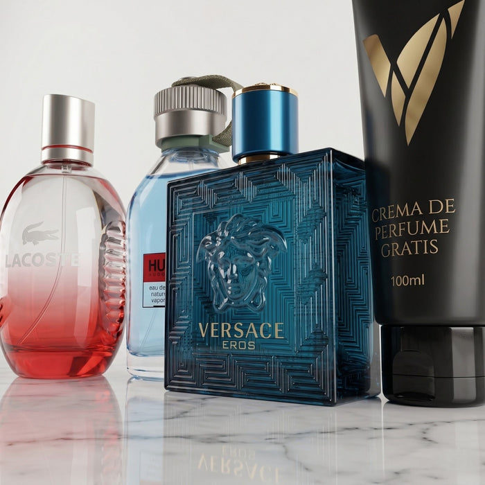 Elegancia Fresca: Hugo Man + Lacoste Red + Eros Versace