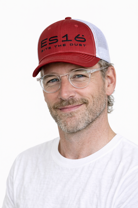 ES16 Cap Deep red+white mesh.