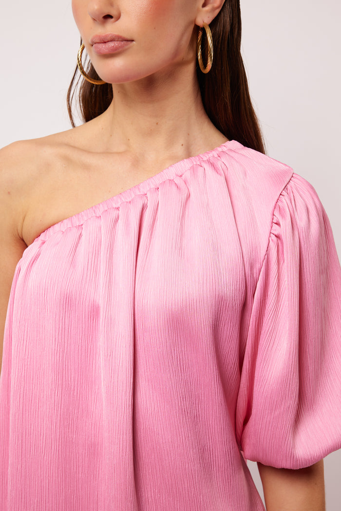 Evelina One Shoulder Mini Dress (Pink)