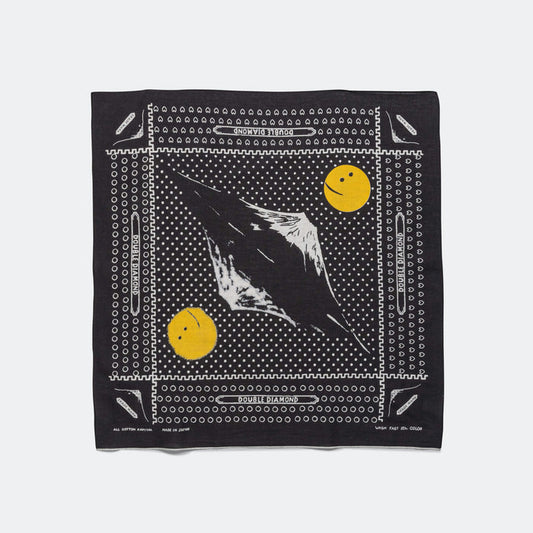 Fastcolor Selvedge Bandanna Mirrored Fuji PROFILE RAINBOWY - Black