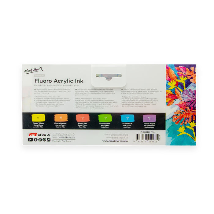 Fluoro Acrylic Ink Premium 6pc x 20ml