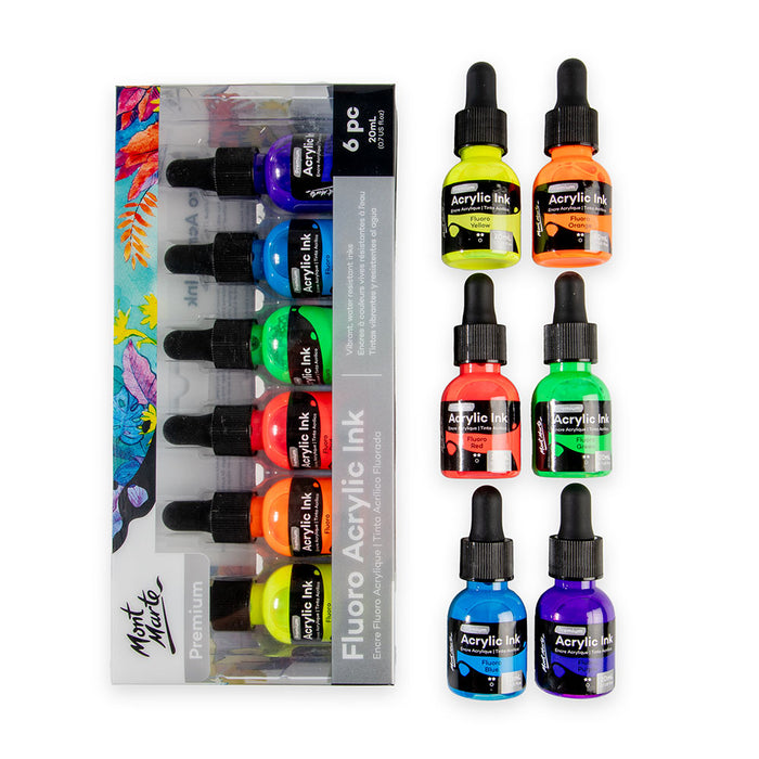 Fluoro Acrylic Ink Premium 6pc x 20ml