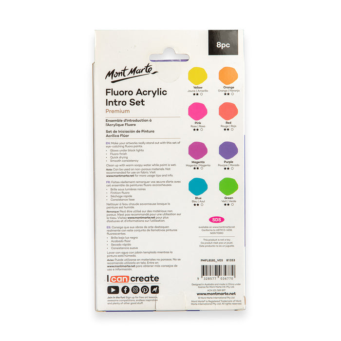 Fluoro Acrylic Paint Intro Set Premium 8pc x 18ml