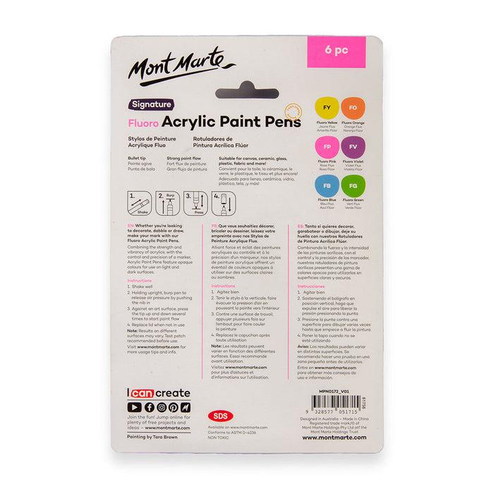 Fluoro Acrylic Paint Pens Signature 6pc