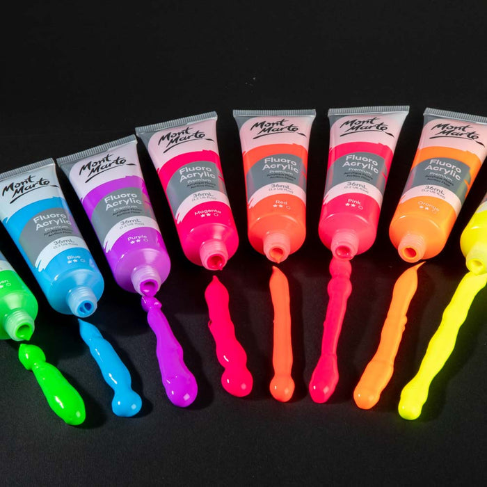 Fluoro Acrylic Paint Set Premium 8pc x 36ml