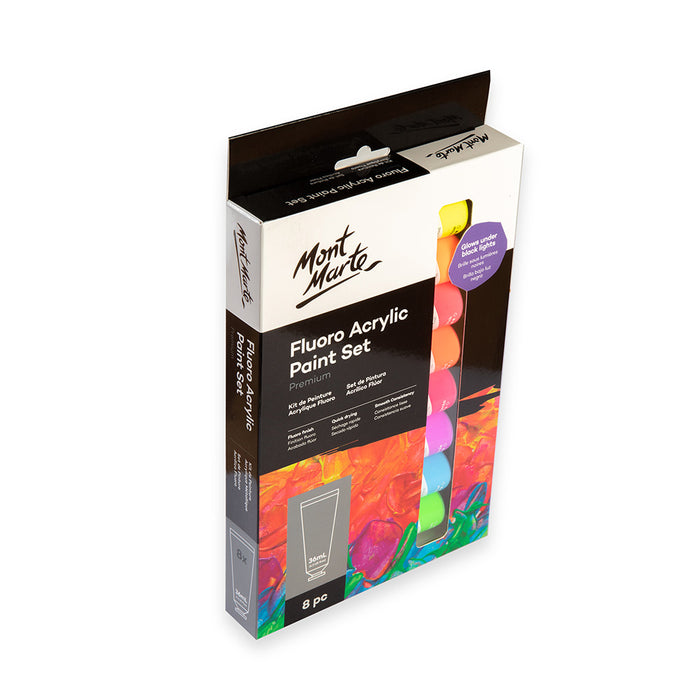 Fluoro Acrylic Paint Set Premium 8pc x 36ml
