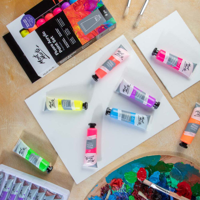 Fluoro Acrylic Paint Set Premium 8pc x 36ml