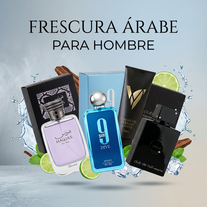 Frescura Árabe: Hawas Rasasi + 9am Dive Afnan + Club de Nuit Armaf