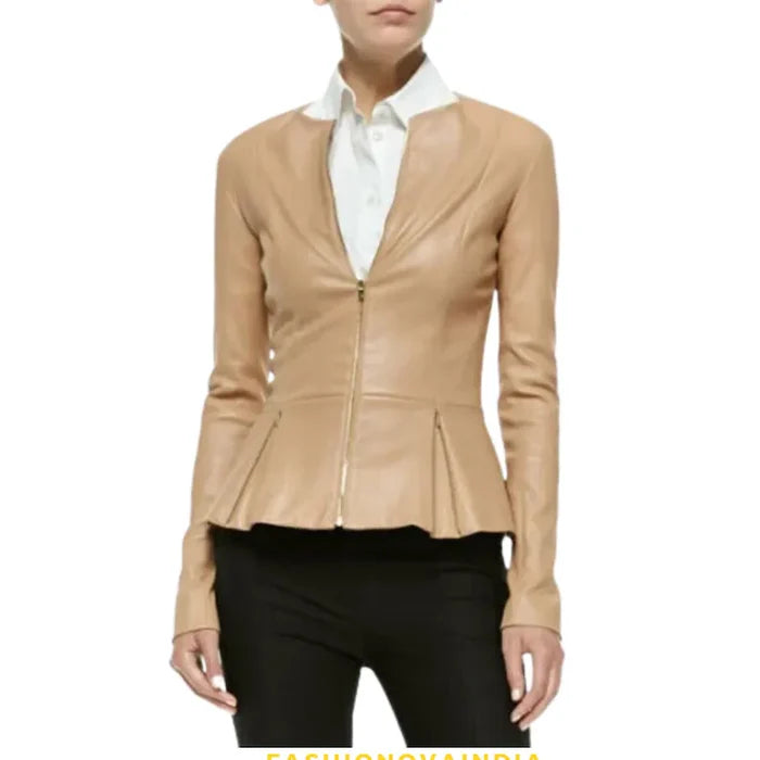 Genuine Lambskin Leather Peplum