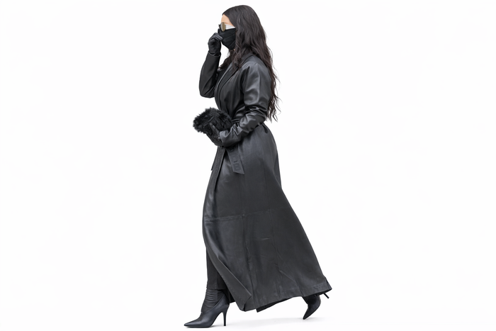 Genuine Lambskin Leather Trench Coat