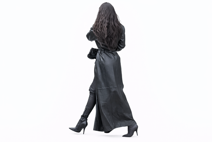 Genuine Lambskin Leather Trench Coat