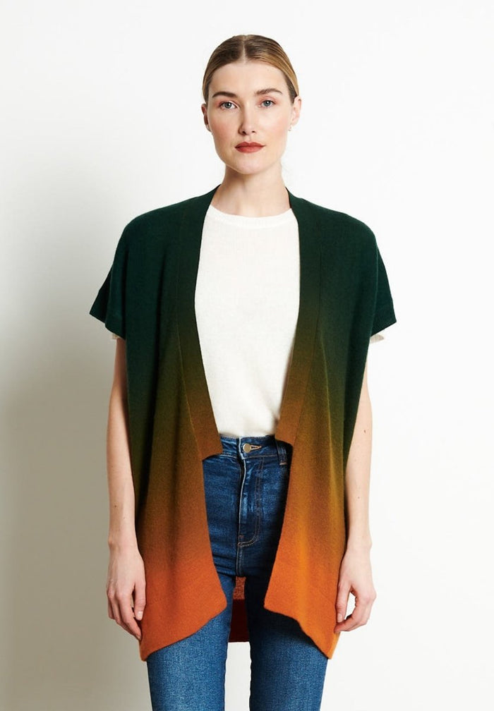 AVA 11 Kimono en cachemire tie & dye orange citrouille