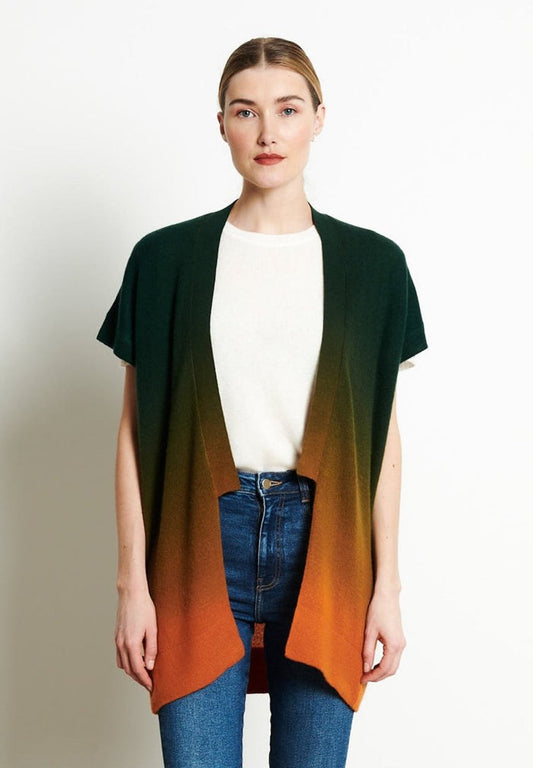 AVA 11 Kimono en cachemire tie & dye orange citrouille