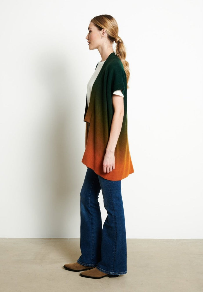AVA 11 Kimono en cachemire tie & dye orange citrouille