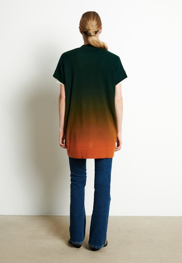 AVA 11 Kimono en cachemire tie & dye orange citrouille