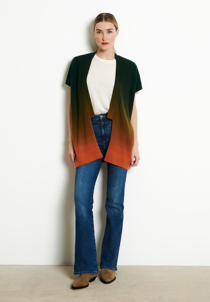AVA 11 Kimono en cachemire tie & dye orange citrouille