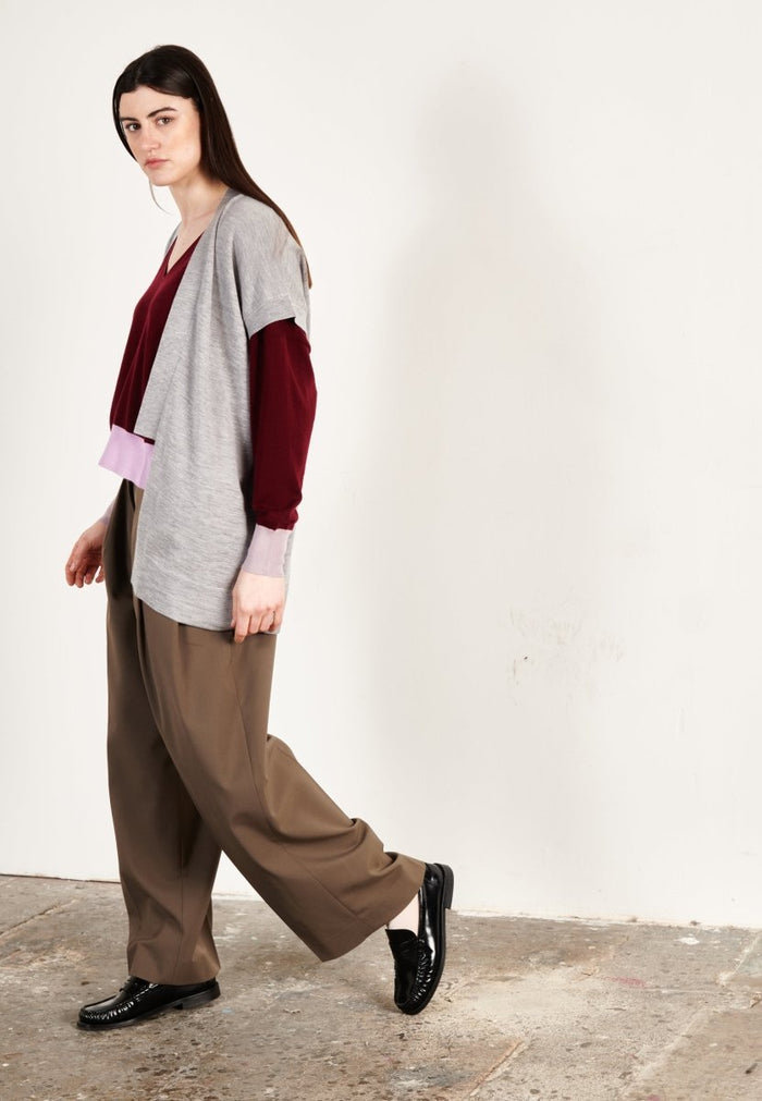 Gilet à manches courtes ultrafin cachemire et laine gris femme - KELLY 5