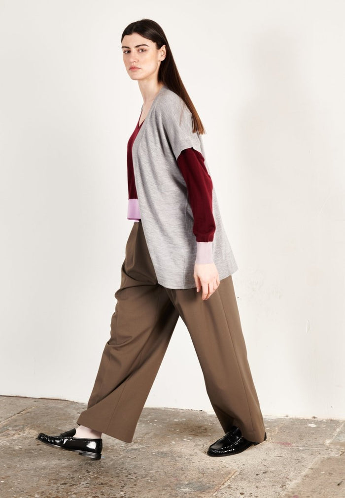 Gilet à manches courtes ultrafin cachemire et laine gris femme - KELLY 5