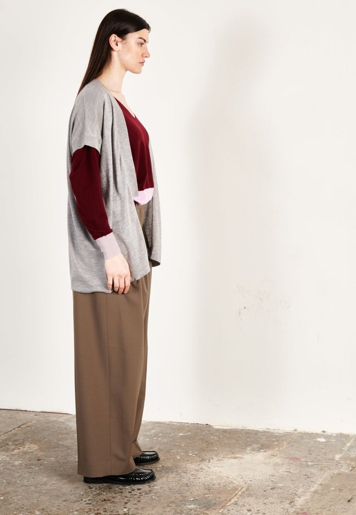 Gilet à manches courtes ultrafin cachemire et laine gris femme - KELLY 5
