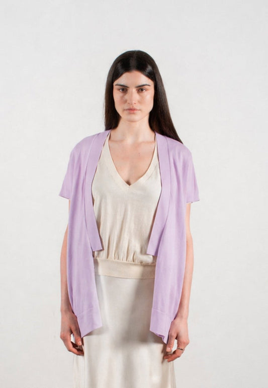 Gilet à manches courtes femme en cachemire & laine ultrafin lavande - KELLY 5