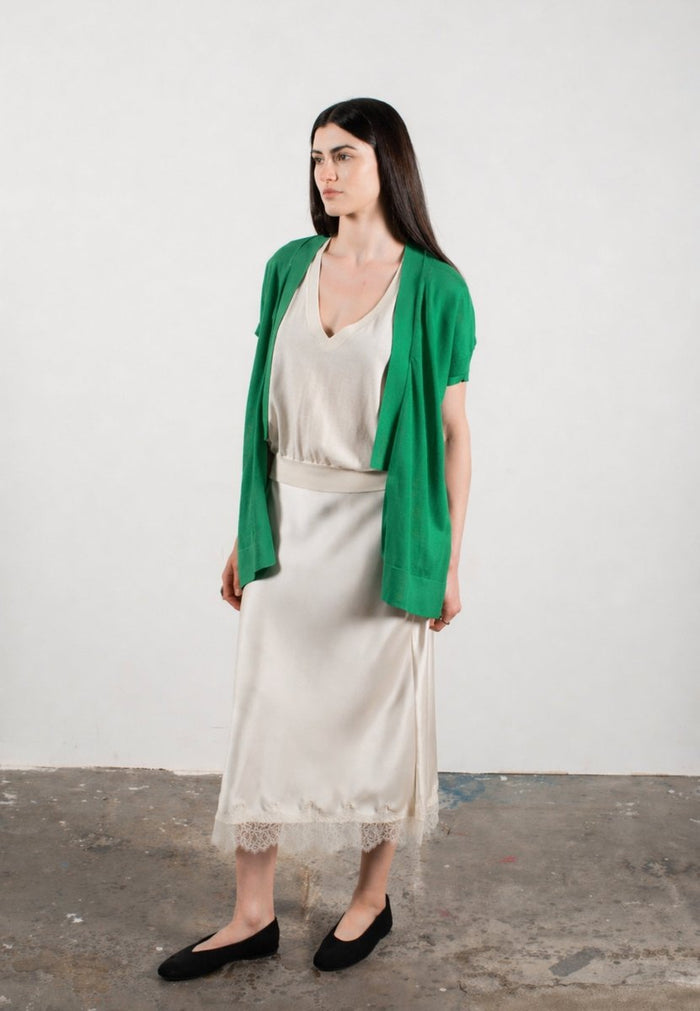 Gilet à manches courtes femme en cachemire & laine ultrafin vert - KELLY 5