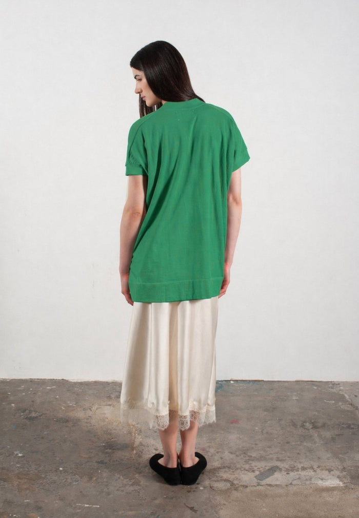 Gilet à manches courtes femme en cachemire & laine ultrafin vert - KELLY 5